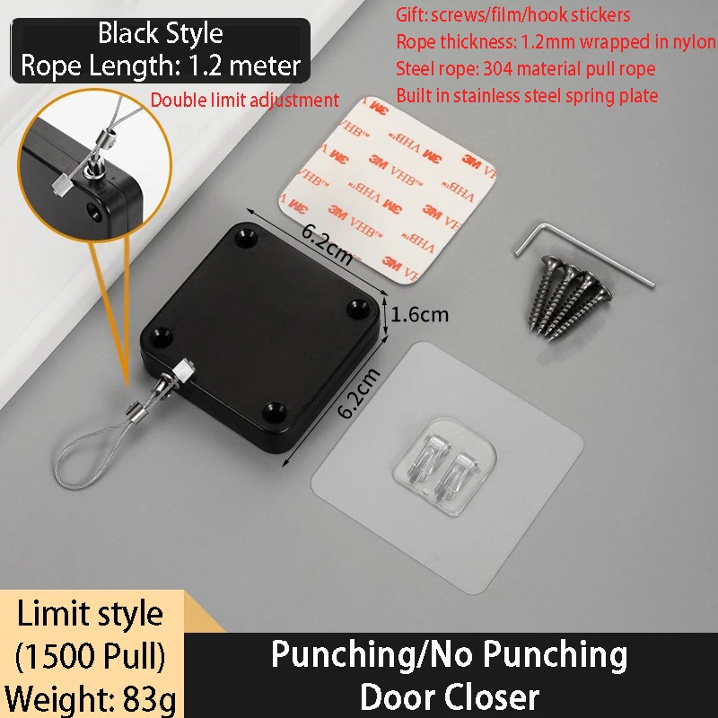Automatic Sensor Door Closer Punch-Free Adjustable Surface Door Stopper Bracket for Home Automatically Doors Close 2 Generation