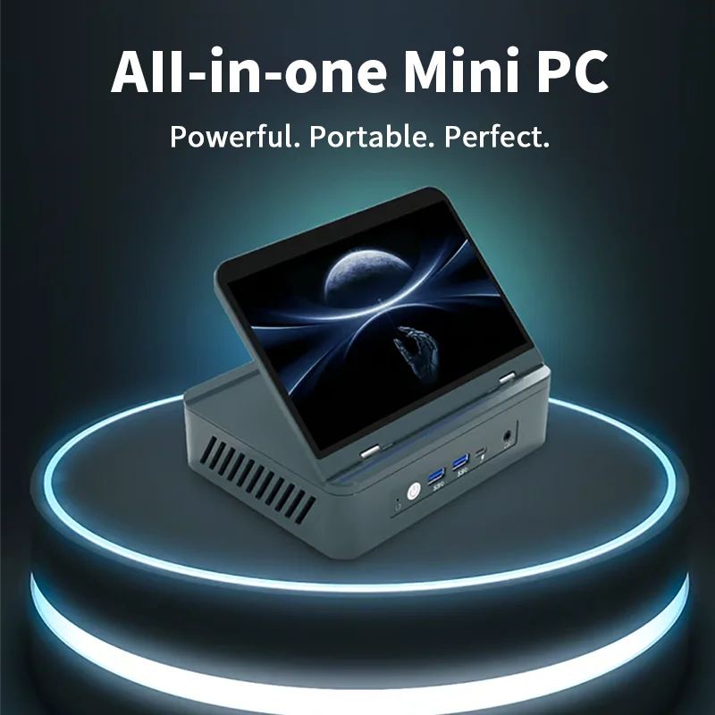 AMD 7"Screen Mini PC Ryzen 9 6900HX 8 Core DDR5 2xLAN 2.5G NVMe 2*Type-C Small Office/Home Computer WiFi6 BT5.2 HD DP 7640HS