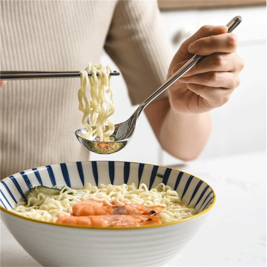 Cuillère à soupe en acier inoxydable, 5 pièces/1 pièce, cuillère à riz, manche long, ensemble d'ustensiles de cuisine