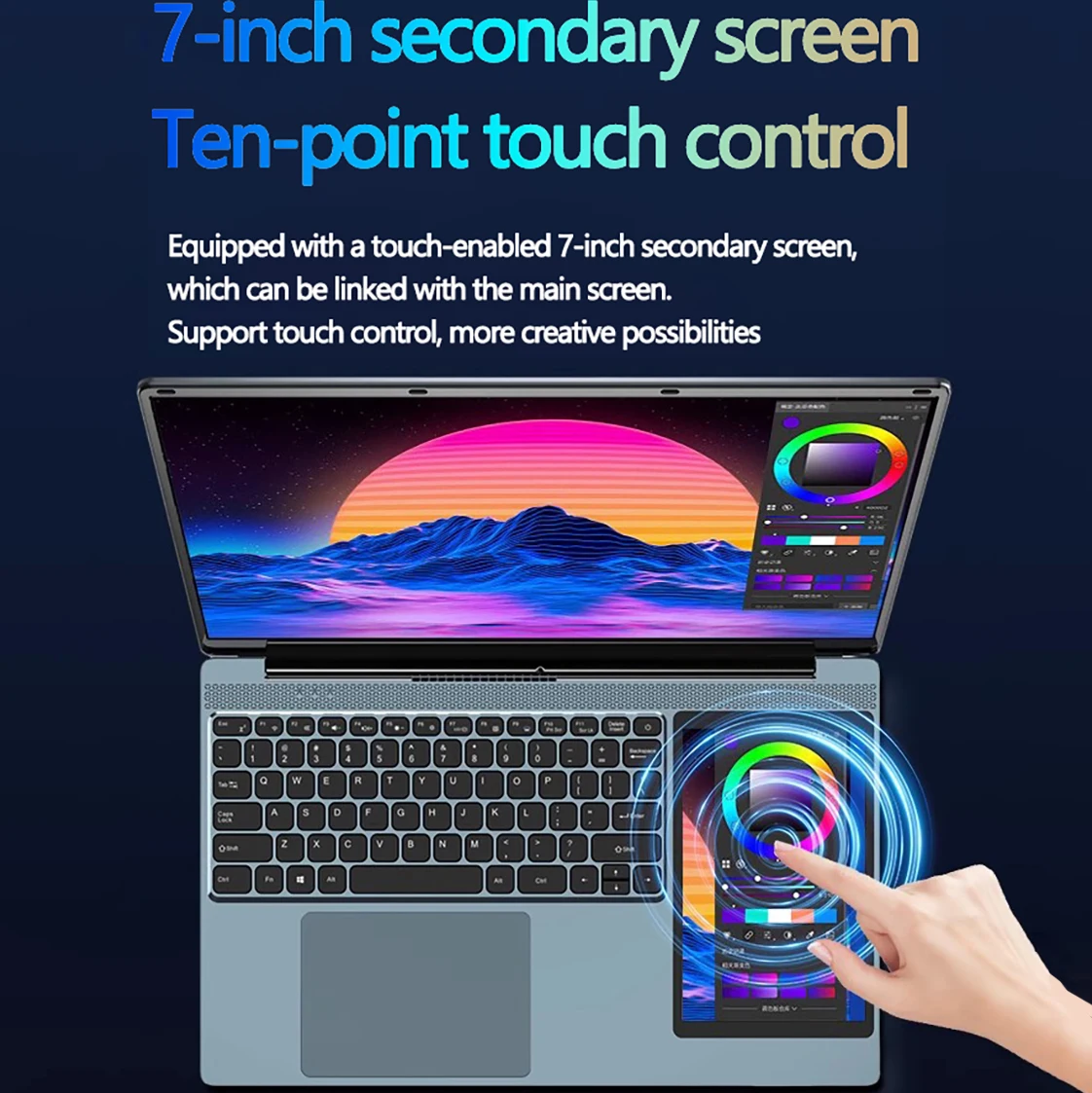 Laptop Dual Screen Intel N100 Backlit Toetsenbord 32Gb Ram 2Tb Ssd Vingerafdruk Unlock 180 ° Fold Hd Camera Business Ddr4 Computer