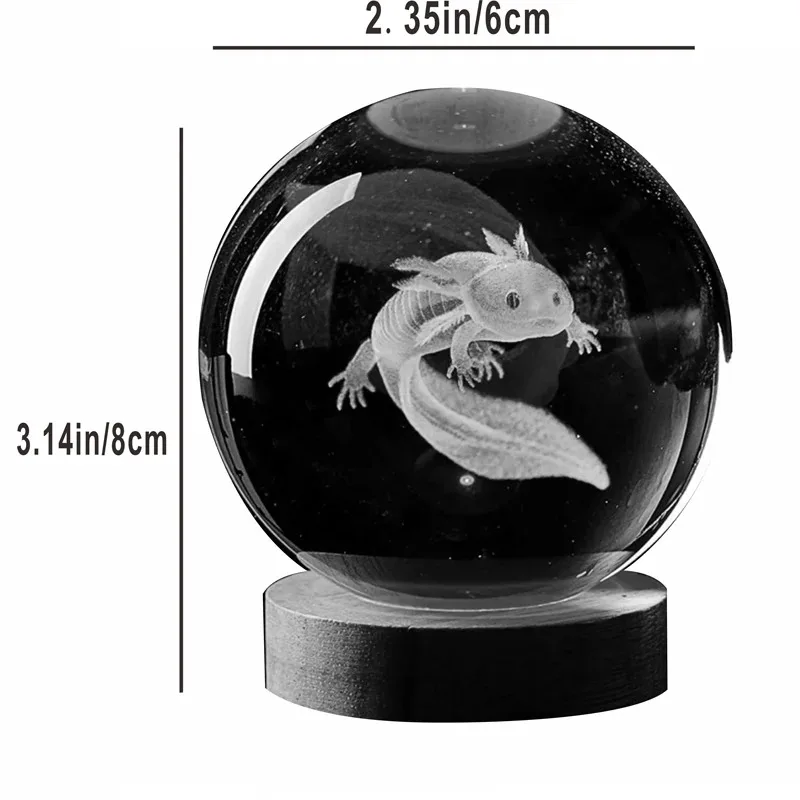 3D Axolotl เลเซอร์แกะสลักคริสตัลบอลสี Night Light,แฟนเพื่อนร่วมชั้นภรรยาเด็กของขวัญวันเกิดตกแต่งบ้าน