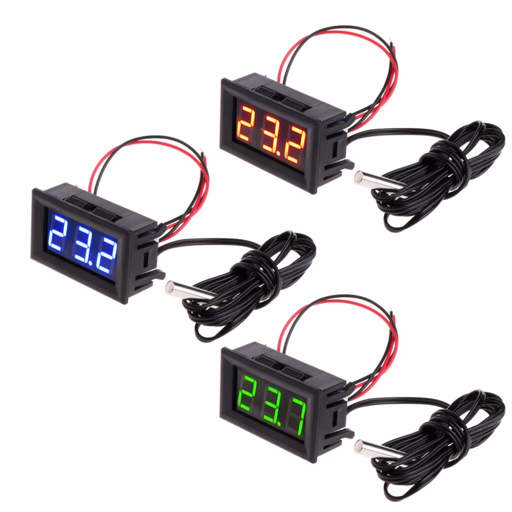 DC 12V Mini LED Kỹ Thuật Số Nhiệt Kế Cho Xe Máy Đo Nhiệt Độ Máy Đo Tốc Phạm Vi Đo-50-110C Với Đầu Đo Nhiệt Độ