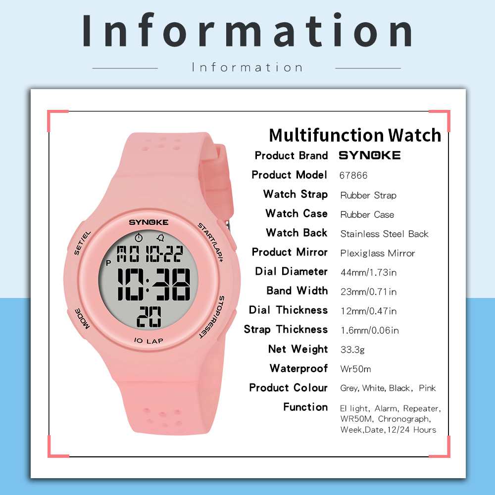 Relojes SYNOKE para mujer, reloj deportivo Digital fino de lujo para nadar, resistente al agua, reloj electrónico LED para hombre, reloj de pulsera de buceo multifunción