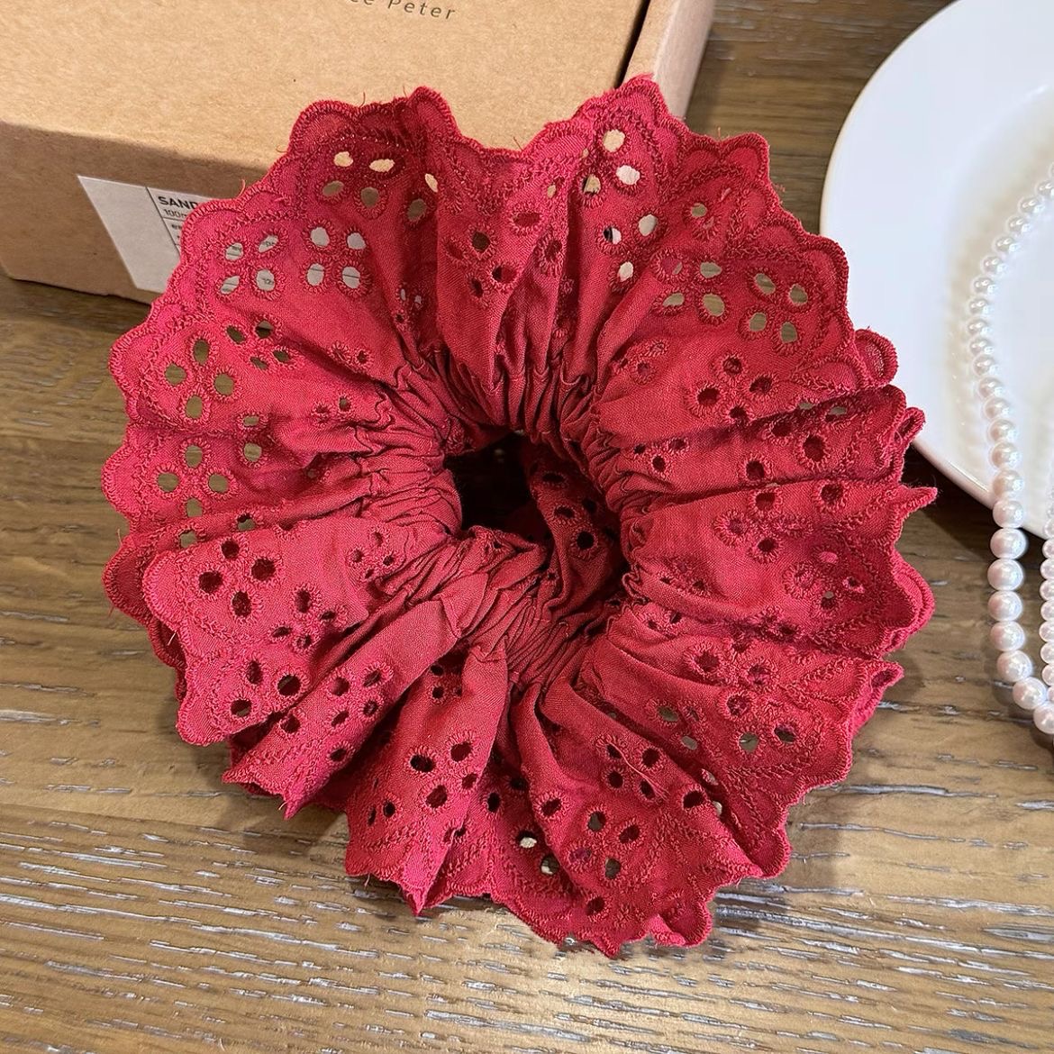 ลูกไม้ Scrunchies สําหรับผู้หญิงผมวงยืดหยุ่นผมหางม้าผู้ถือ Tie สีทึบผม Hoop Scrunchy ยางผู้หญิงแหวนผม