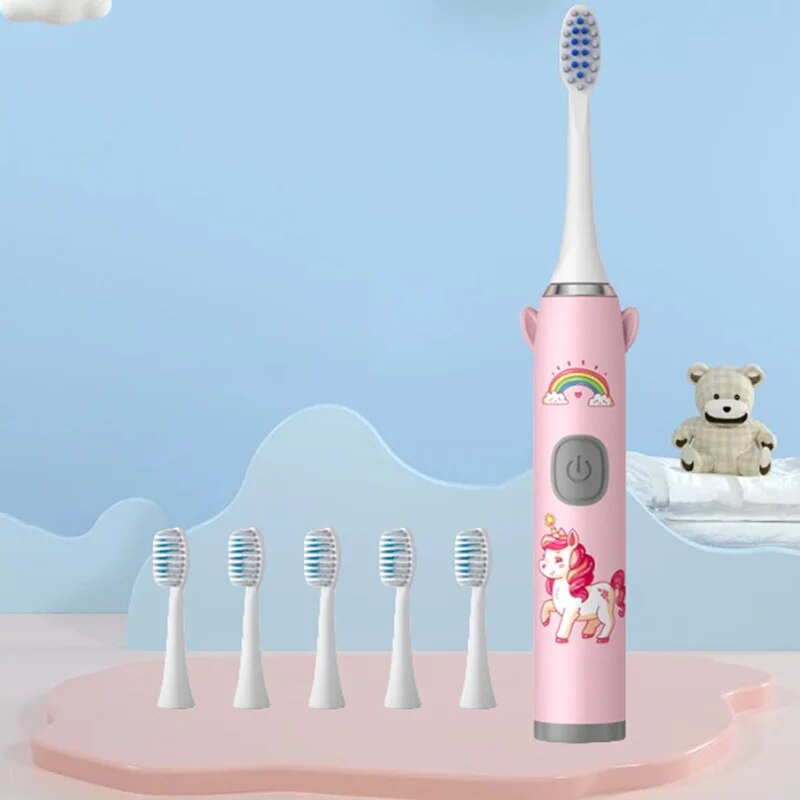 E6 子供用歯ブラシ ウィング 漫画 ソニック歯ブラシ 柔らかい毛電動歯ブラシ (電池は含まれていません)