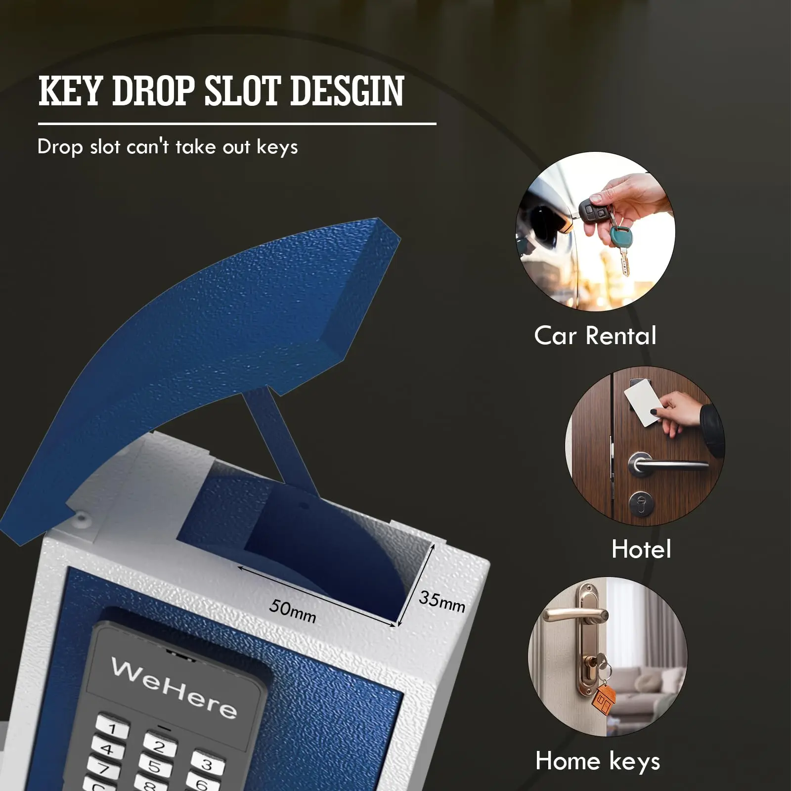 Caixa de bloqueio de chave de controle remoto com senha, montagem na parede com slot para chave, caixa de armazenamento de chave inteligente, seguro otp/app bluetooth/desbloqueio de código