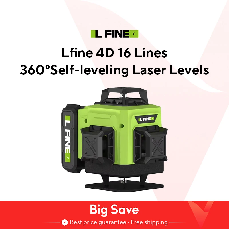 Lfine 4D 16 Linee 360 ° Livelle laser autolivellanti con treppiede e valigia Strumento di livello laser professionale orizzontale e verticale