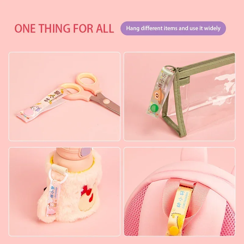6pcs/lot Students Name Buckles for Bag Customized Name Tag Hooks Backpack Water Bott Child ID Badge Lanyard Daycare Labels