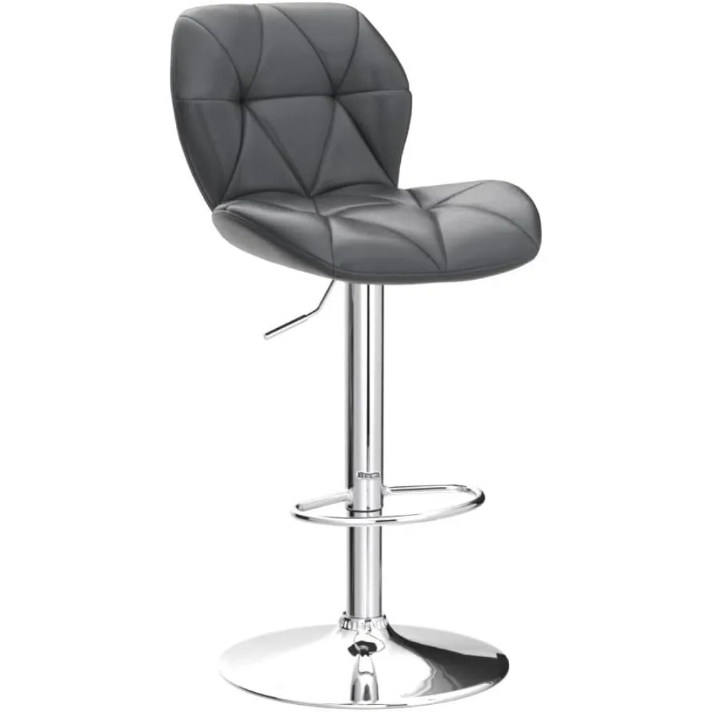 Bar Stools Set of 4, PU Leather Swivel Barstools, Modern Counter Stools with Back and Footrest, Counter Height Barstools