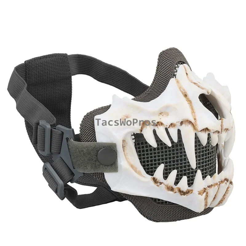 ยุทธวิธี Paintball เหล็กตาข่ายหน้ากาก CS Wargame คอสเพลย์ฮาโลวีน Props Double Layer Skull หน้ากาก Airsoft การล่าสัตว์หน้ากากครึ่งหน้า