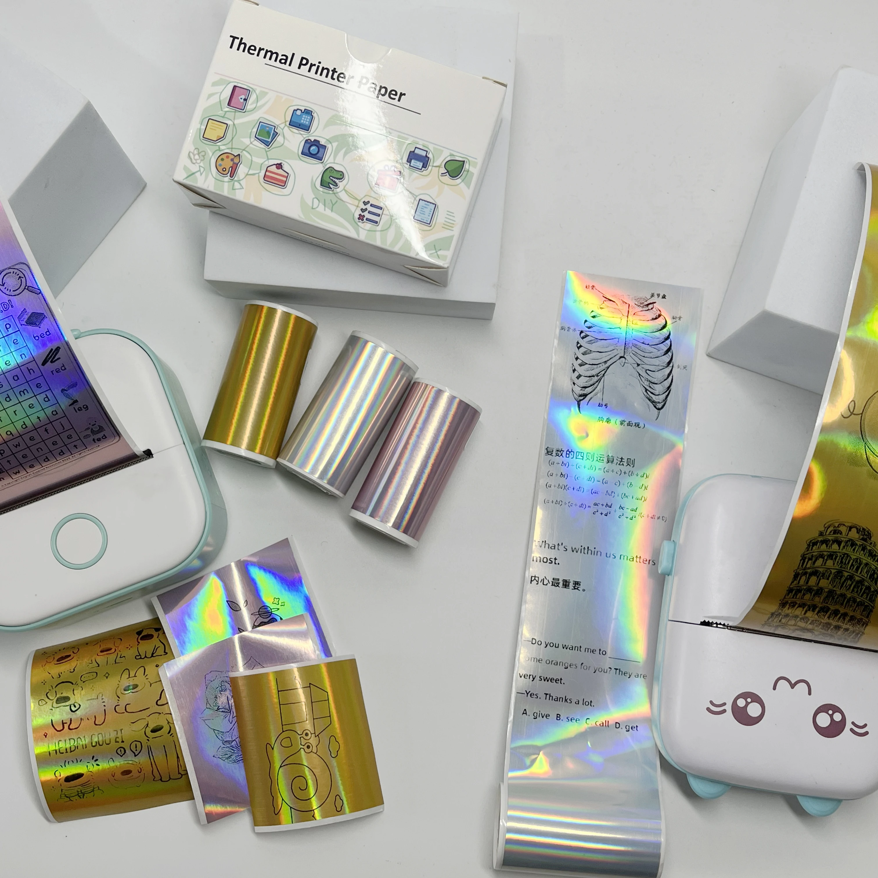 Holographic Thermal Paper 53mm Silver/Purple/Gold for Pocket Printers, Journal Decoration, DIY Photo Crafts