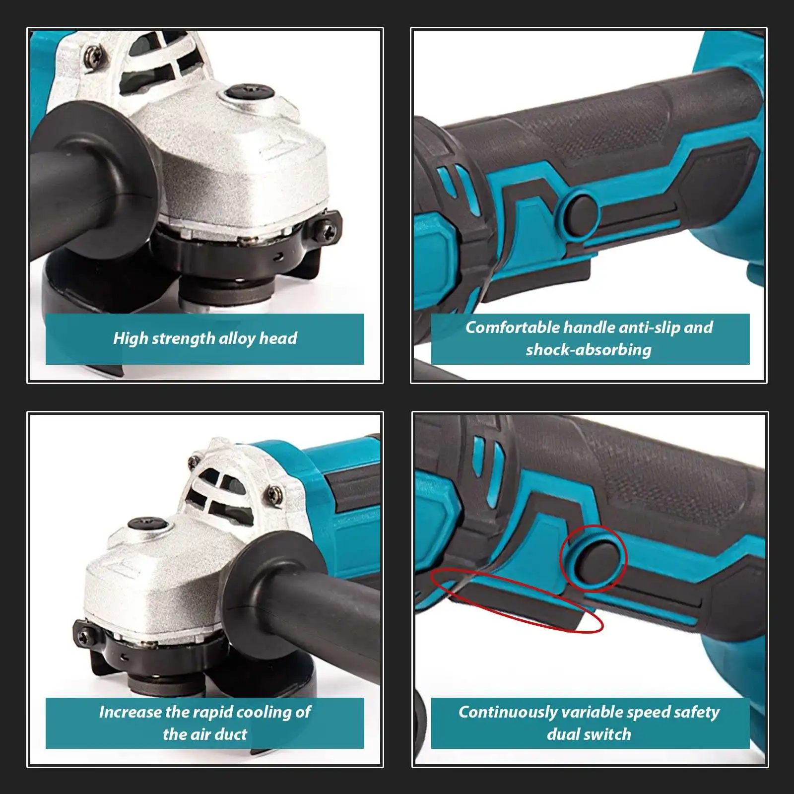 1000W 125Mm Borstelloze Elektrische Haakse Slijper 3 Speed Grinder Snijmachine Houtbewerking Elektrisch Gereedschap Voor Makita 18V Batterij