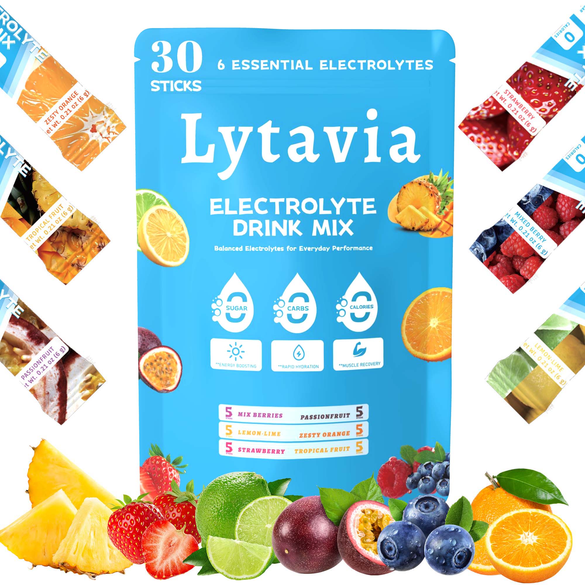 Electrolyte powder sugar free and 0 calories, electrolyte beverage mixture, multiple water supplement package, 180g, 6.35oz