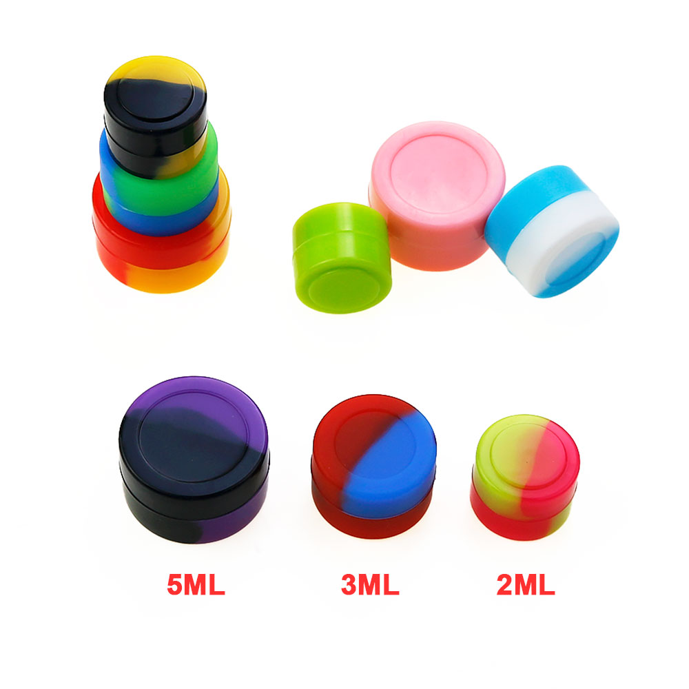 Silicone World 2/3/5/7/25ML Portable Silicone Container Smoke Oil Box Wax Jars Silicone Jar Cosmetic Pill Box Storage Dispenser
