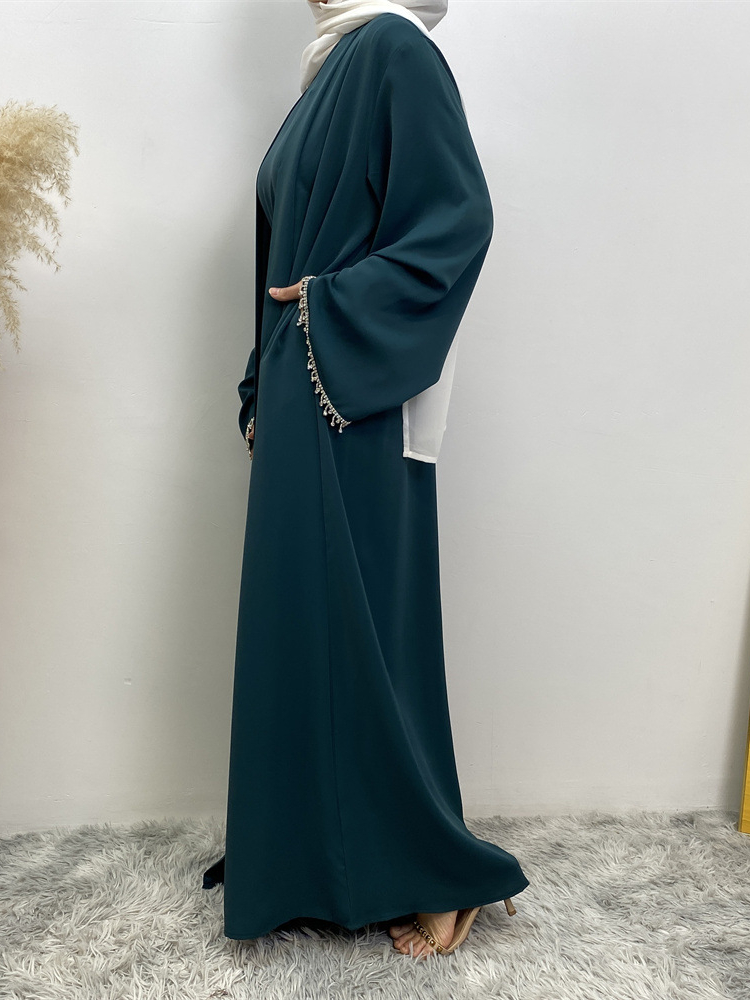 Eid muçulmano abaya feminino 2 peça conjunto com vestido interno diamante quimono cardigan ramadan abayas kaftan dubai longo robe vestidos largo