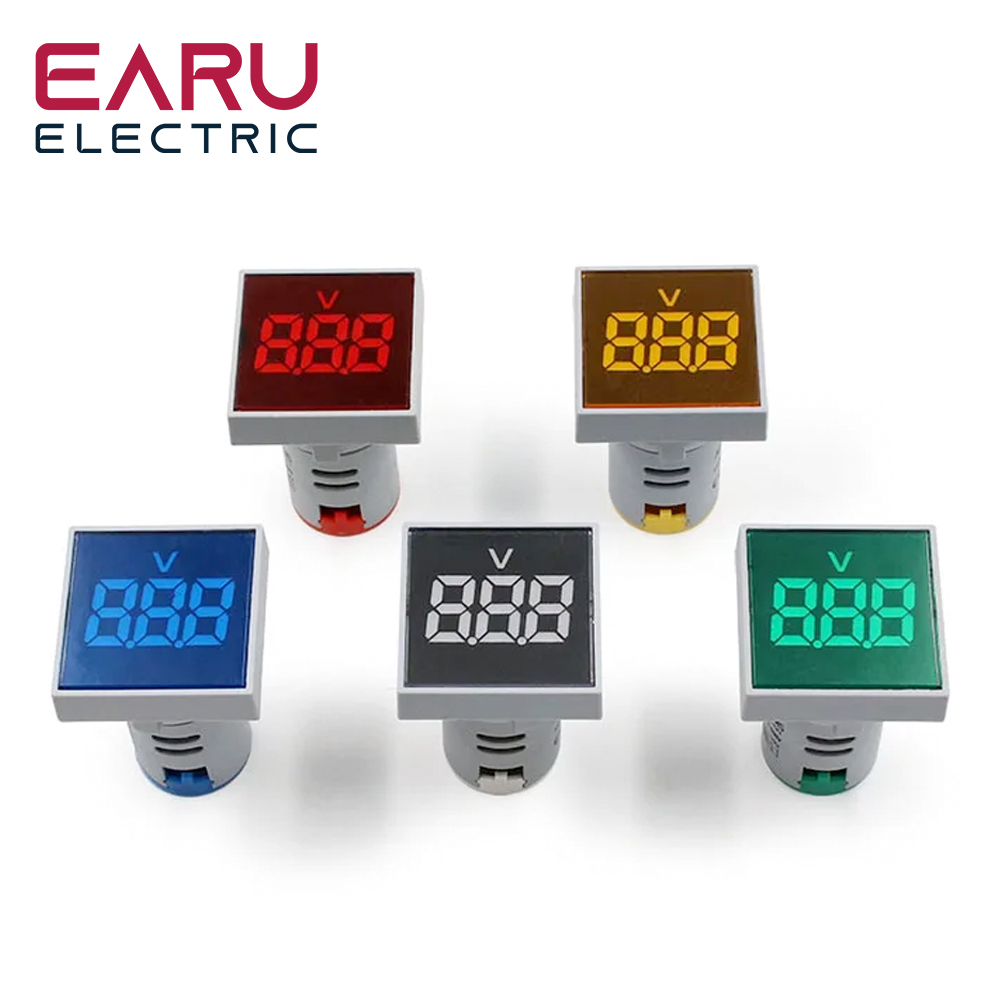 Mini voltímetro Digital cuadrado de 22mm, medidor de voltaje de CA 20-500V, Monitor de potencia, indicador LED, pantalla de luz piloto
