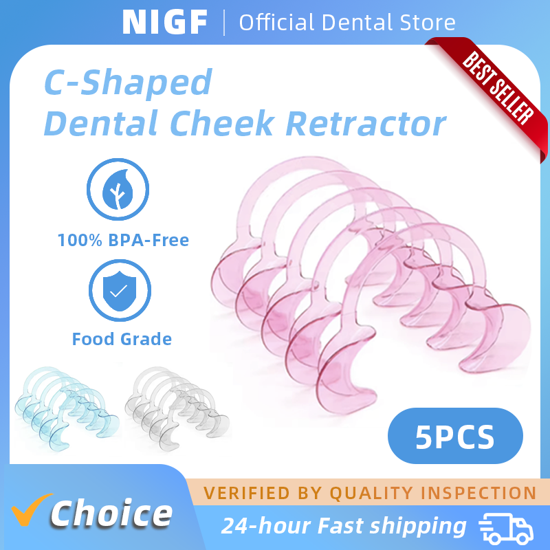 NIGF-retractor de mejillas dentales en forma de C, abridor de boca de tamaño M, tratamiento Dental, abridor de boca para reparación de suministros de dentista, 5 piezas