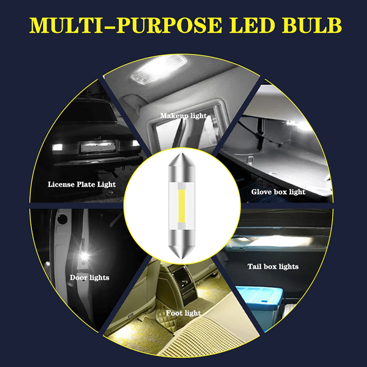 4pcs LED Festoon 31 มม.36 มม.41 มม.C5W COB แก้วหลอดไฟ LED ที่อยู่อาศัยโดมโคมไฟ Trunk รถใบอนุญาตแผ่นภายในอ่านหนังสือ