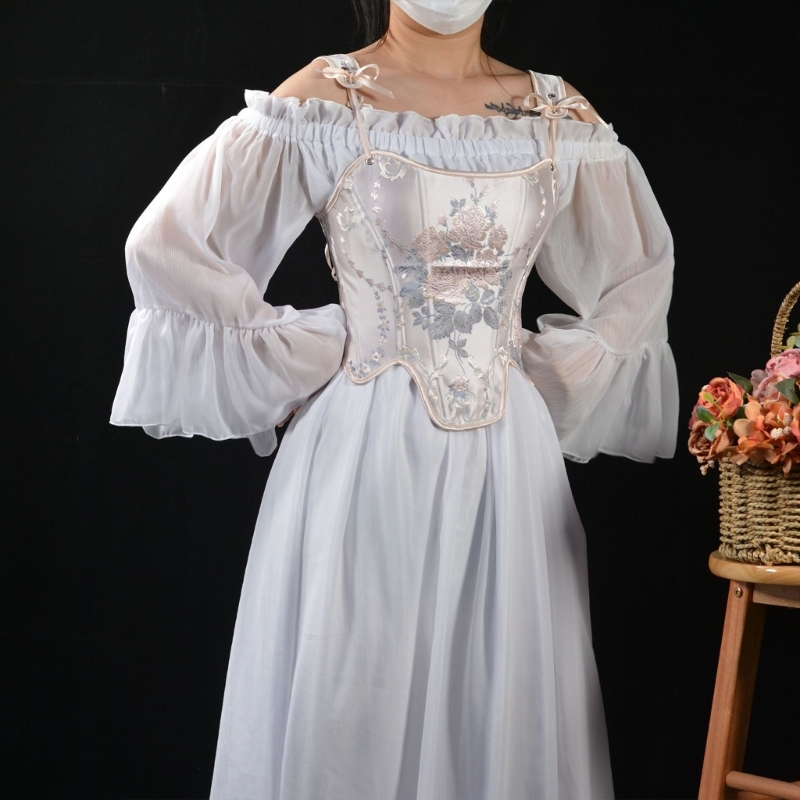 女性フィッシュボーンコルセット SlimCorset トップガール装飾衣装刺繍コルセット M6CD