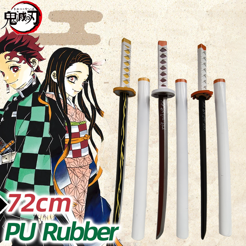 Demon Slayer Katana Original Anime Assembled Sword Cosplay Weapon Orange Rengoku Kyoujurou Kyoujurou Tanjirou Swords 72cm