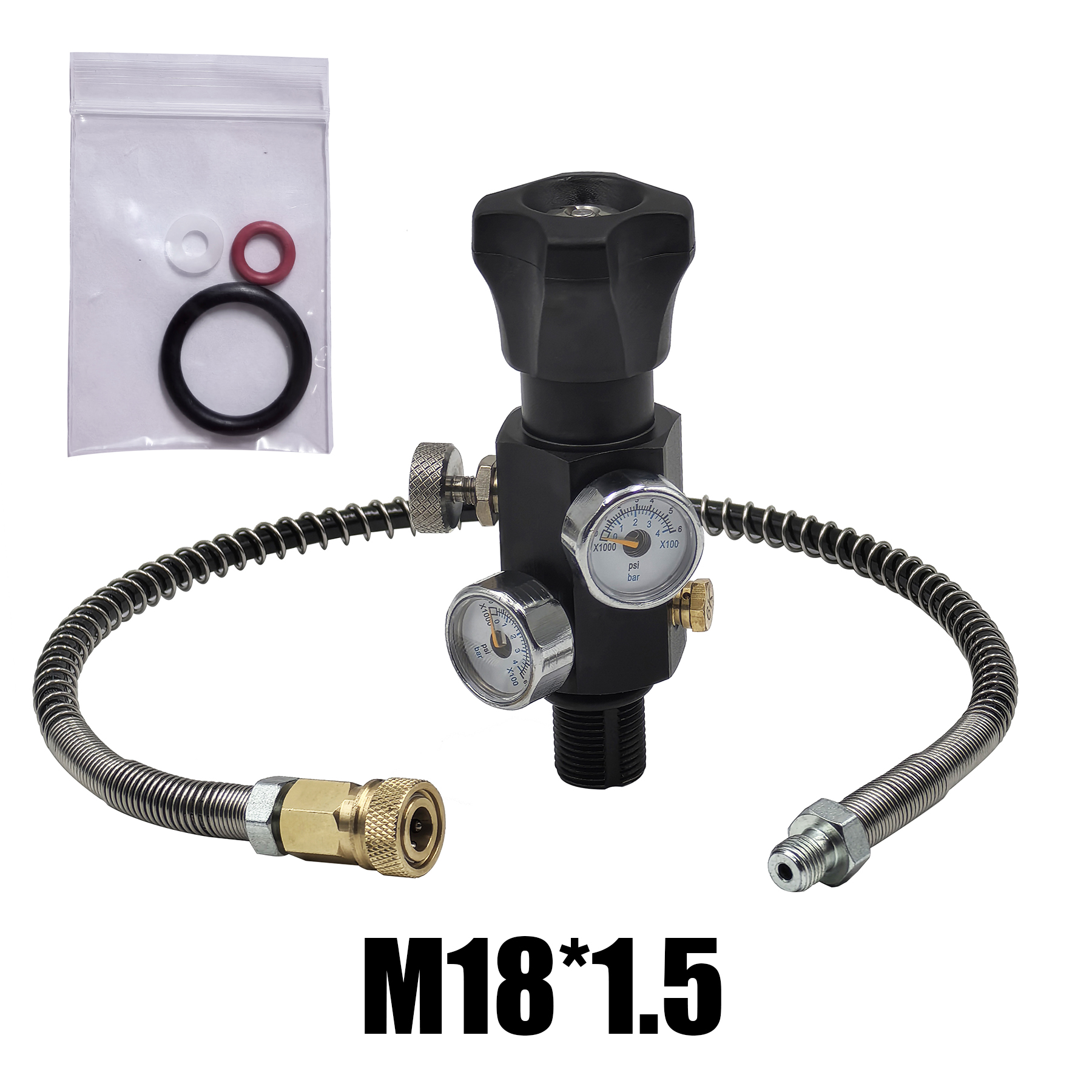 HPA Drucklufttank M18x1,5 oder 5/8"-18UNF 4500Psi/300Bar Ladeventil Tauchfüllstationsschlauch 20 Zoll (50 cm) mit Manometer