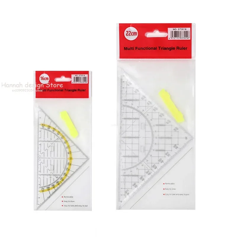Transparent Set Square Professional Drafting Tools Plastic Triangle Ruler With Handle Geometry Scale Ruler Students Gift