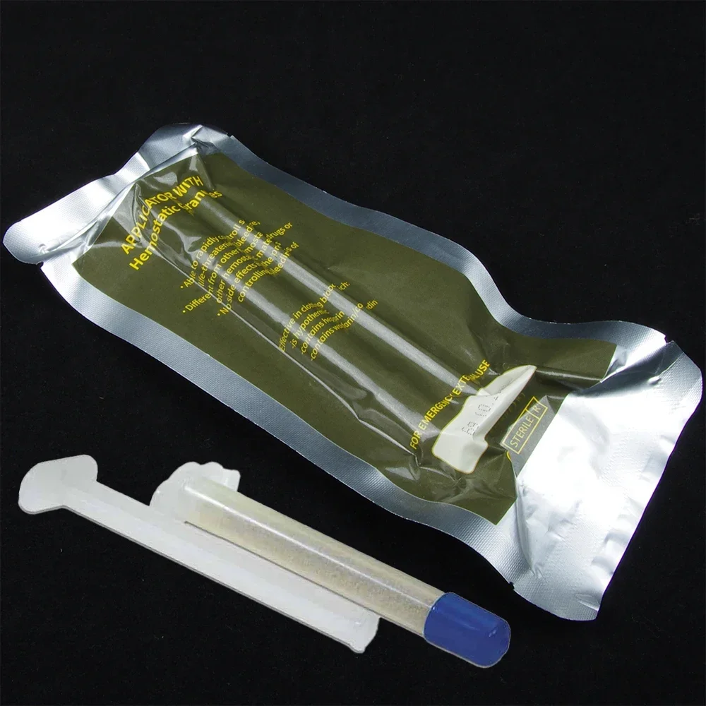 Aplicador de pó de quitosana 6g com bandagem de grânulos hemostáticos rápidos, cuidados médicos para emergência tática, uso externo, kit de sobrevivência