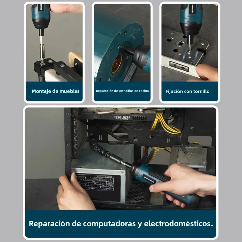 Mini juego de destornilladores eléctricos, recargable por USB, 1300mah, taladro eléctrico de ajuste, Kit de herramientas de reparación de torsión de desmontaje multifunción
