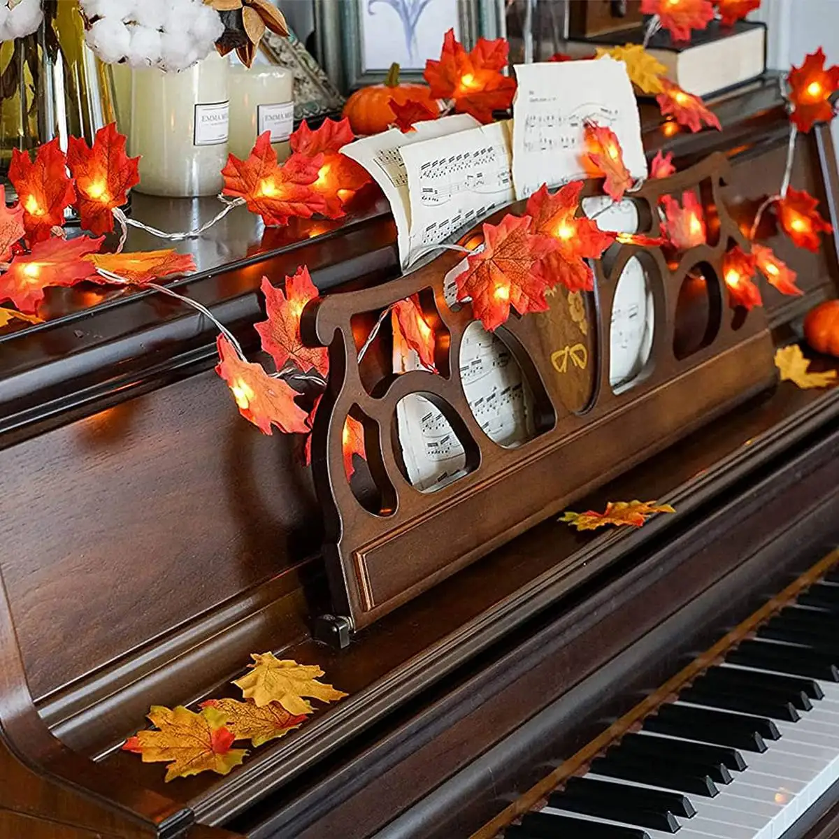 1PC Maple Leaf String ไฟ 10/20/30/40 ไฟ LED แบตเตอรี่ดําเนินการกันน้ําสําหรับฮาโลวีนกลางแจ้งฤดูใบไม้ร่วงวันขอบคุณพระเจ้าตกแต่ง