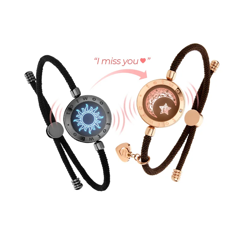Totwoo presente de casal romântico pulseiras inteligentes Bluetooth com lembrete de vibração para iOS Android de longa distância