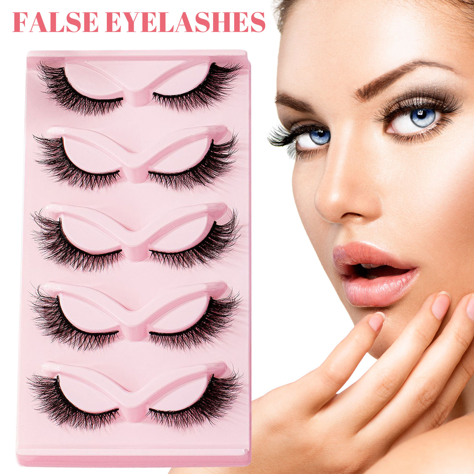 5 Pairs Realistic False Eyelashes Well Bedded Lengthening Wisps Lashes for Women and Young Girls
