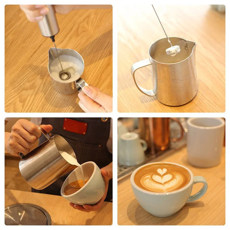 Whisk หัวเครื่องตีฟองนมไร้สาย Handheld โฟม Whisk ที่บีบคุกกี้ฤดูใบไม้ผลิ Mixer สำหรับกาแฟ Cappuccino