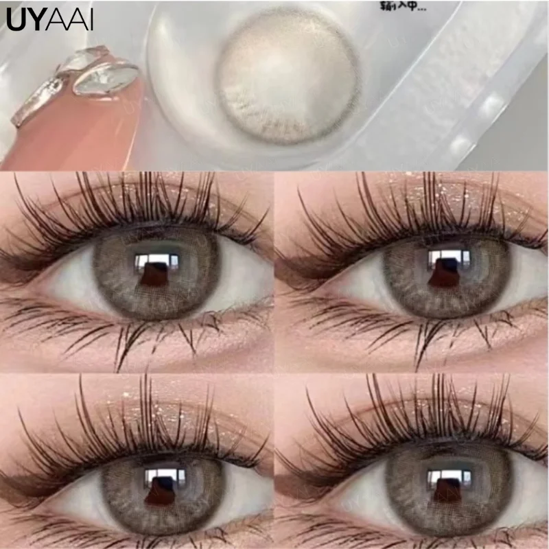 UYAAI Natural Colored Eyes Lenses 1 Pair Lens Disposable Brown Colored Lenses Gray Contact Lenses Korea  with Graduation Pupils