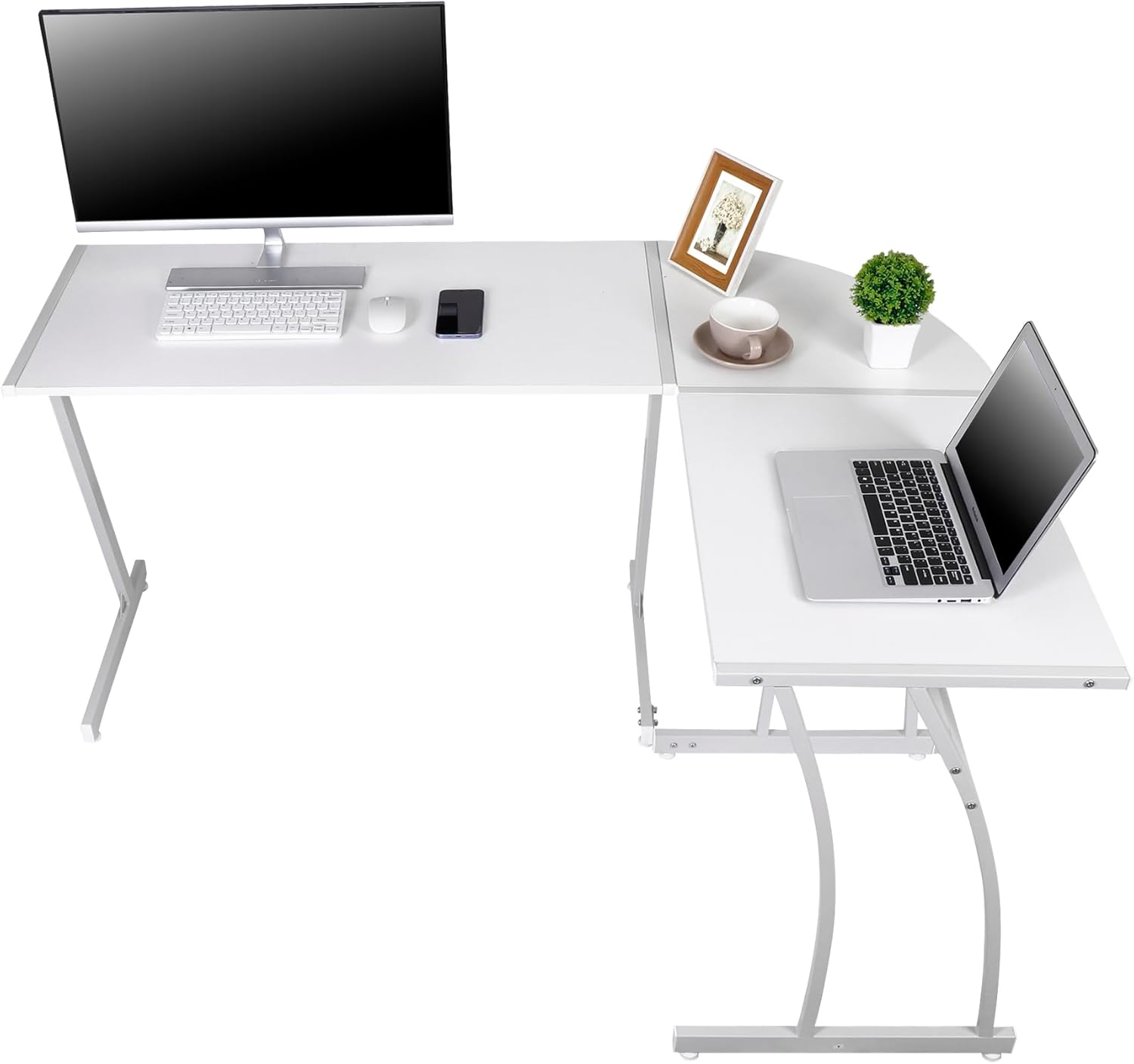 L-Shaped Corner Desk Computer Gaming Desk - Modern Home PC Table Office Writing Workstation