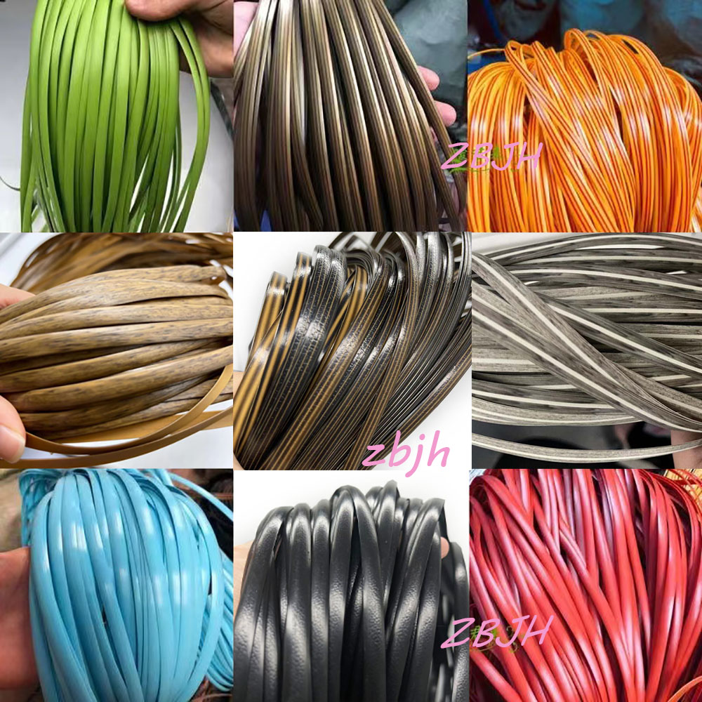 Material tecido liso do Rattan sintético, Rattan plástico para cadeiras, mesas, Hammoc, fio preto quatro, 500g, 70m