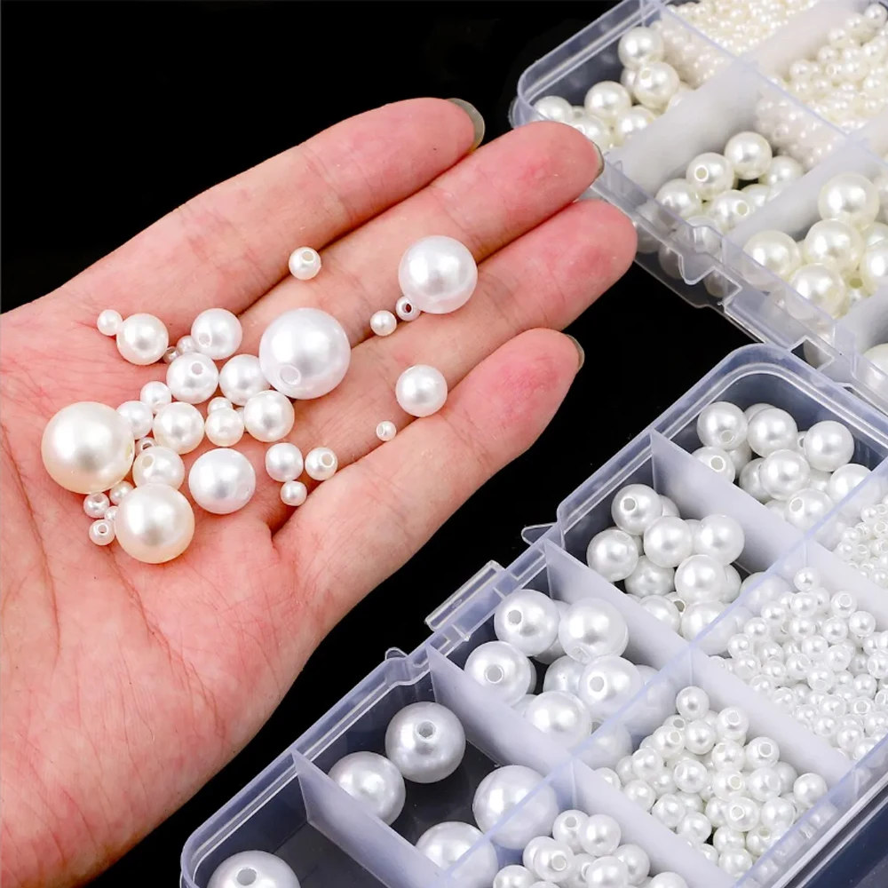 Faux Perlen Perlen ABS Lose Runde Perlen CCB Perlen Schmuck Handwerk Machen Weiß Beige DIY Kleidung Perlen Liefert Nähzubehör