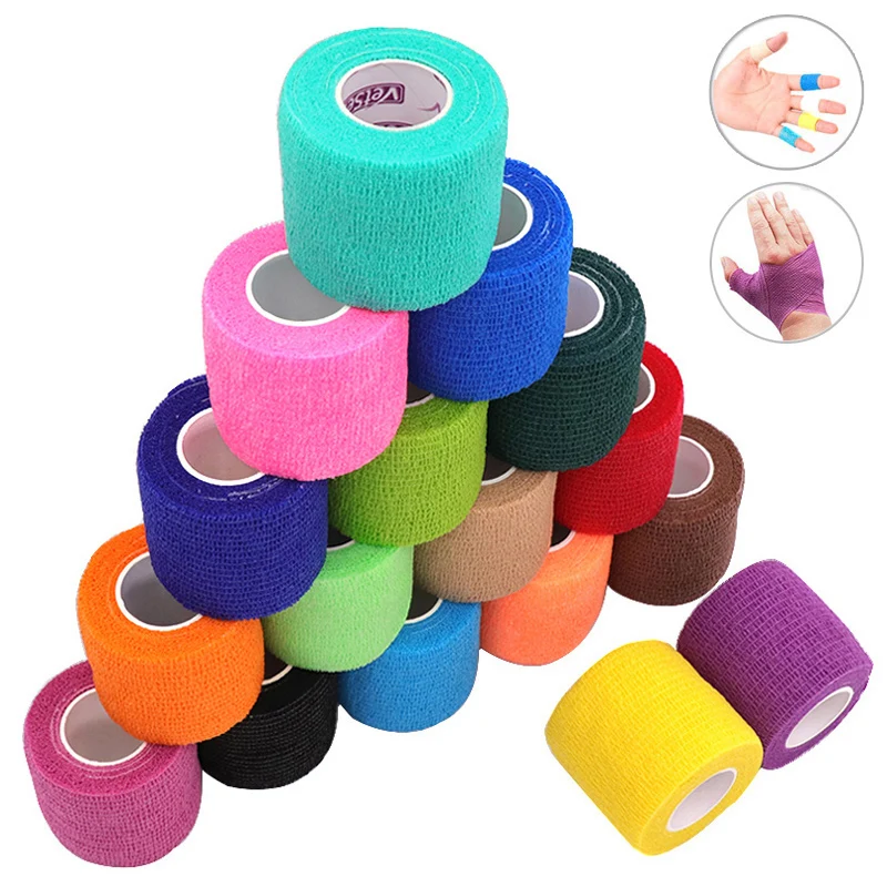 Cinta atlética colorida de 18 colores, bandas de vendaje elástico autoadhesivas, Protector deportivo para rodilla, dedo, tobillo, palma, mascota