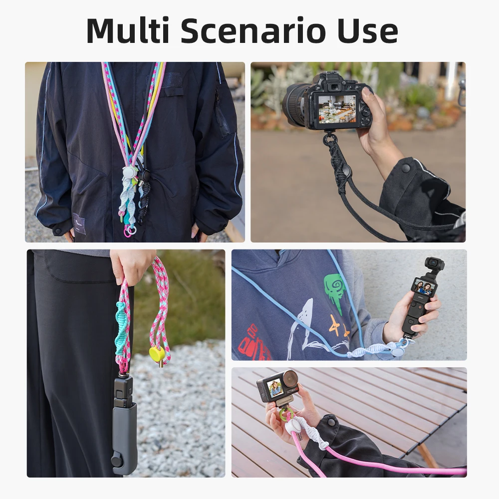 Cordón de cámara para cámara Pocket 3/Insta360 X5 X4/Gopro con correa para el cuello con tornillo de 1/4 pulgadas, cuerda colgante ajustable, accesorio antipérdida