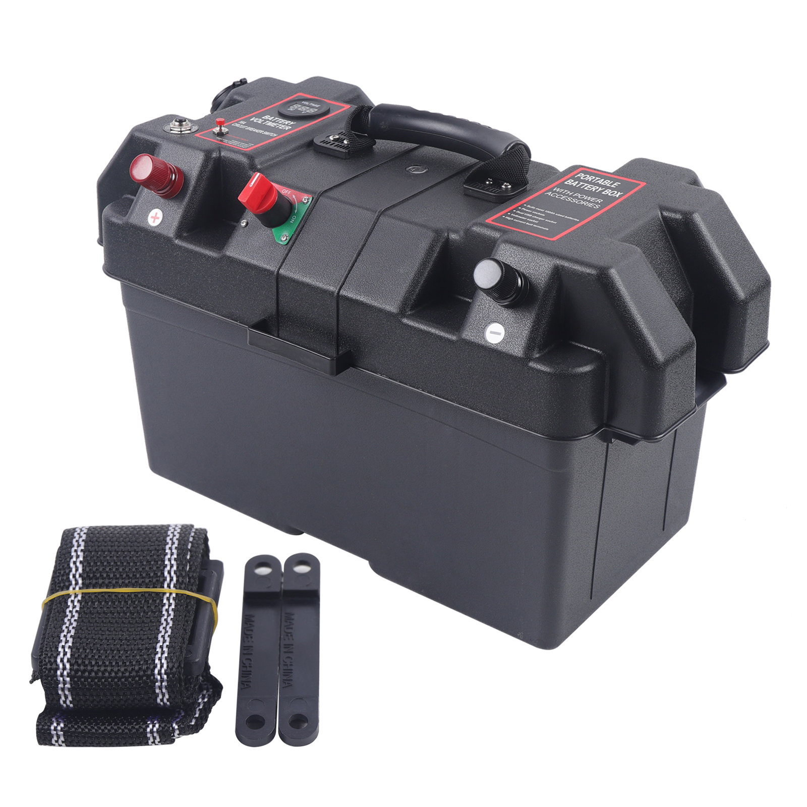 Caixa de bateria para motor de pesca, multifuncional, à prova d'água, portátil, caixa de bateria para rv, para suv, viagem, carro, barcos, ao ar livre, marinho