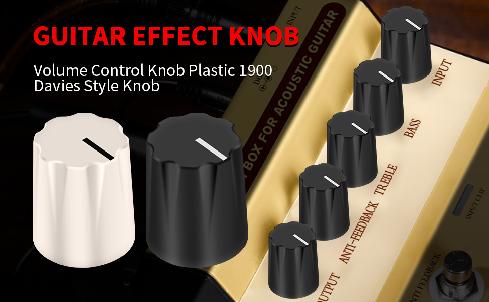 DaierTek 10 Stück Black Davies 1900h Clone Gitarreneffektpedalknopf 1/4 Schaftstellschraube für Verstärkerverstärker Boss Lautstärkeregler