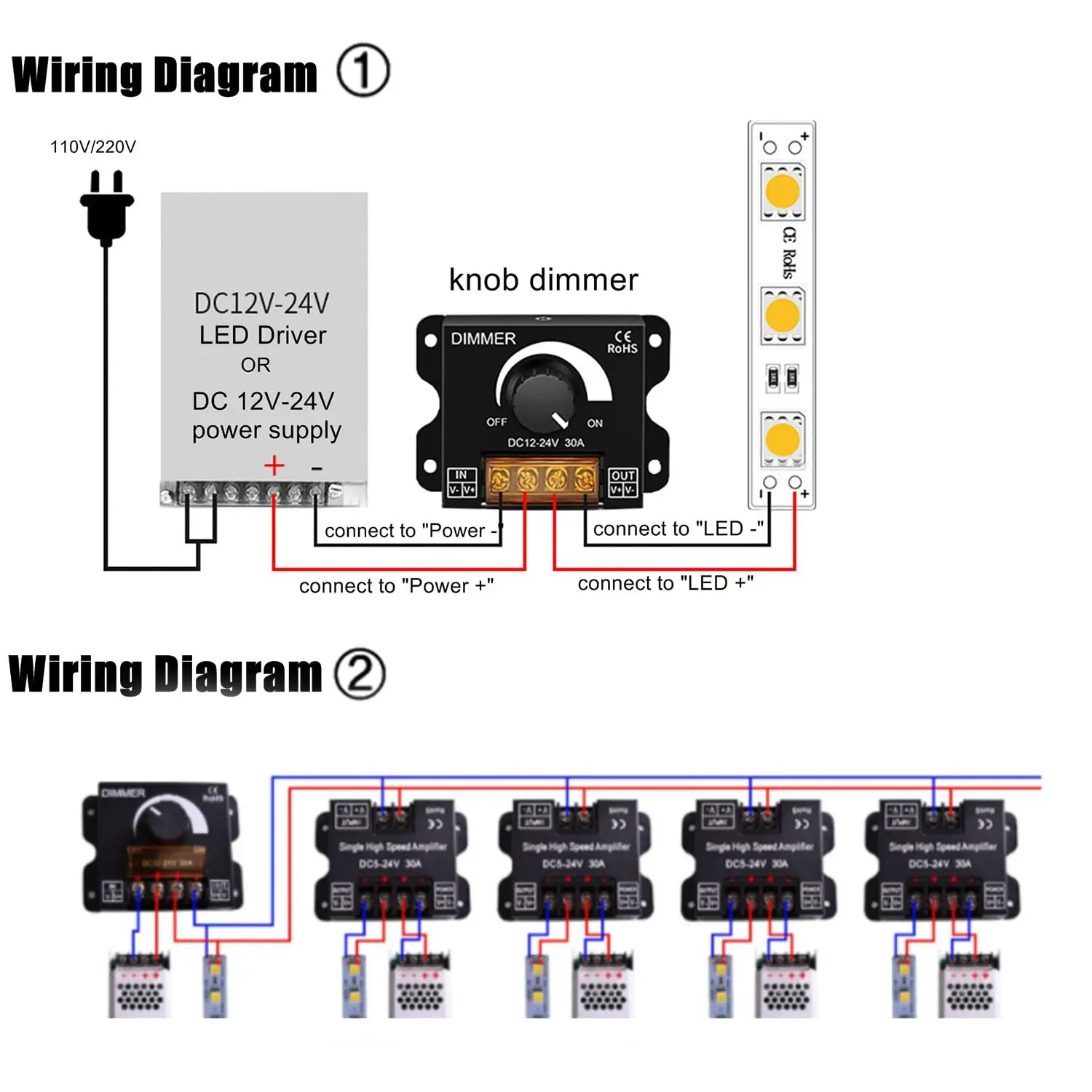 Regulador de intensidad LED DC 12V 24V 8A30A controlador de brillo ajustable para coche RVSúnico Color tira de luz LED atenuación LED