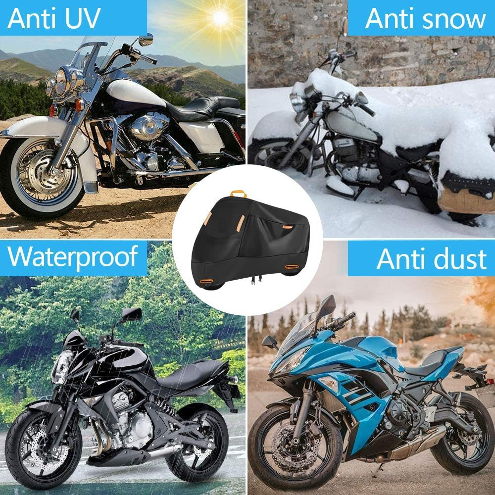 Cubierta impermeable 210D para motocicleta, lona para motocicleta al aire libre, cubierta protectora de poliéster UV para lluvia y nieve para motocicletas y Scooters