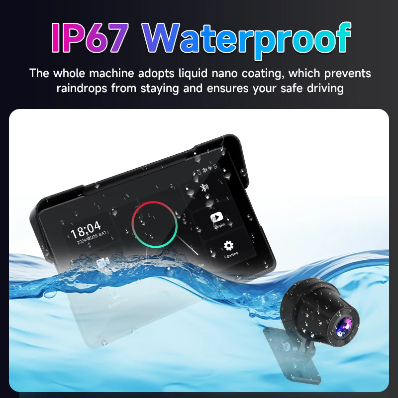 Vtopek 5"/7" Zoll Motorrad DVR GPS Navigation Multimedia Player Wireless CarPlay Android Auto IPX7 Wasserdichter Bildschirmrekorder