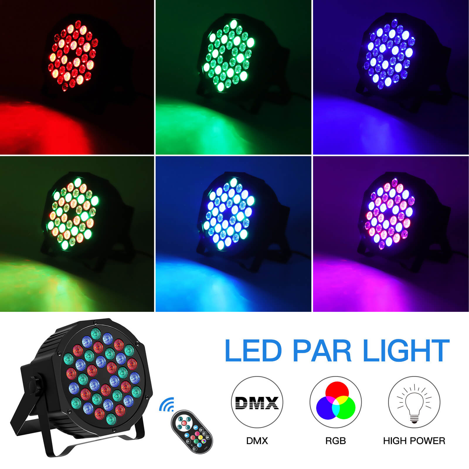 Fieryzeal 2PCS/4PCS LED Par Light RGBW DMX Stage Flat Par Lighting Effect DJ Disco Party Bar Wedding Birthday Show Lights
