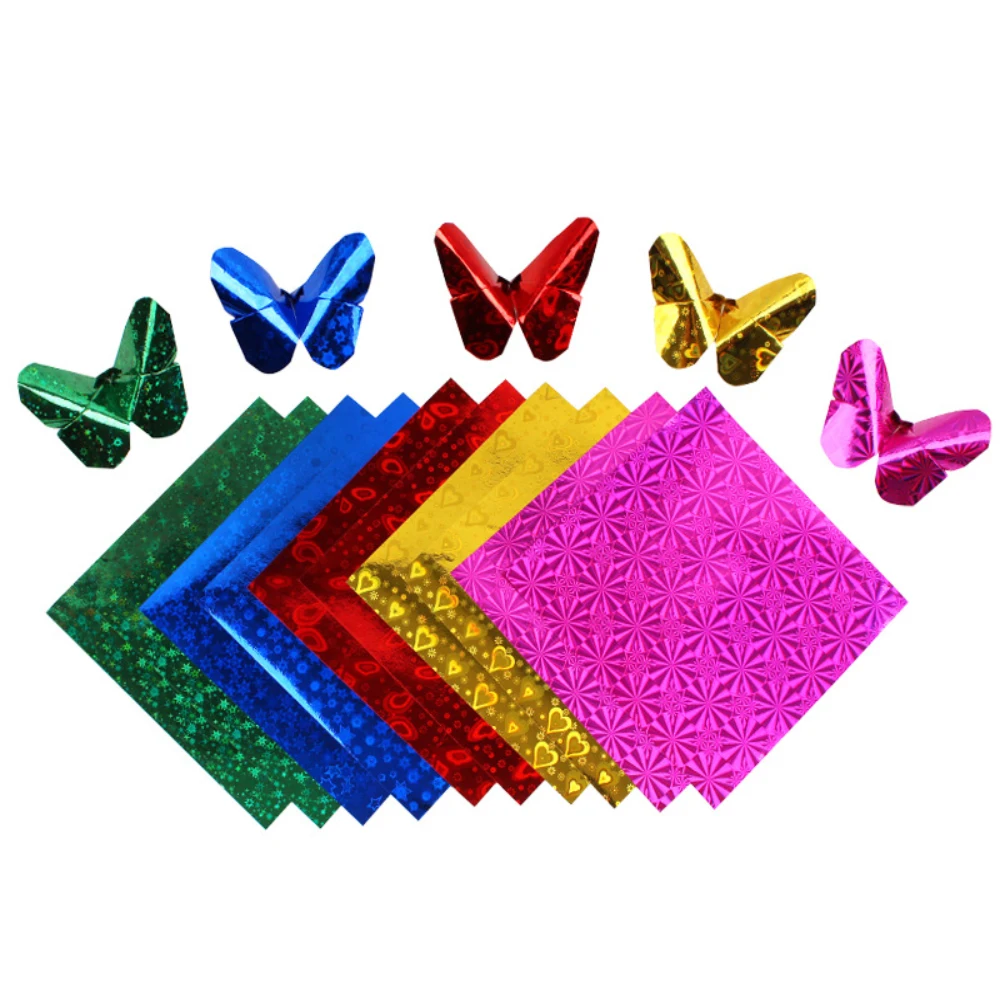 15*15cm Colorful Glitter Origami Kids Handmade Materials DIY Scrapbooking Folding Craft Paper Square Star Pattern Craft Decor