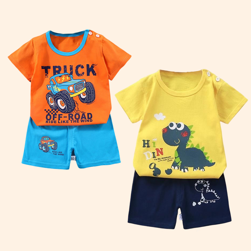 Moda Abbigliamento per bambini Ragazzi Ragazze Set Top Pantaloncini 2 pezzi 100% cotone Morbido Estate Bambini Panni per bambini T-shirt Pantaloncini Vestito da bambino