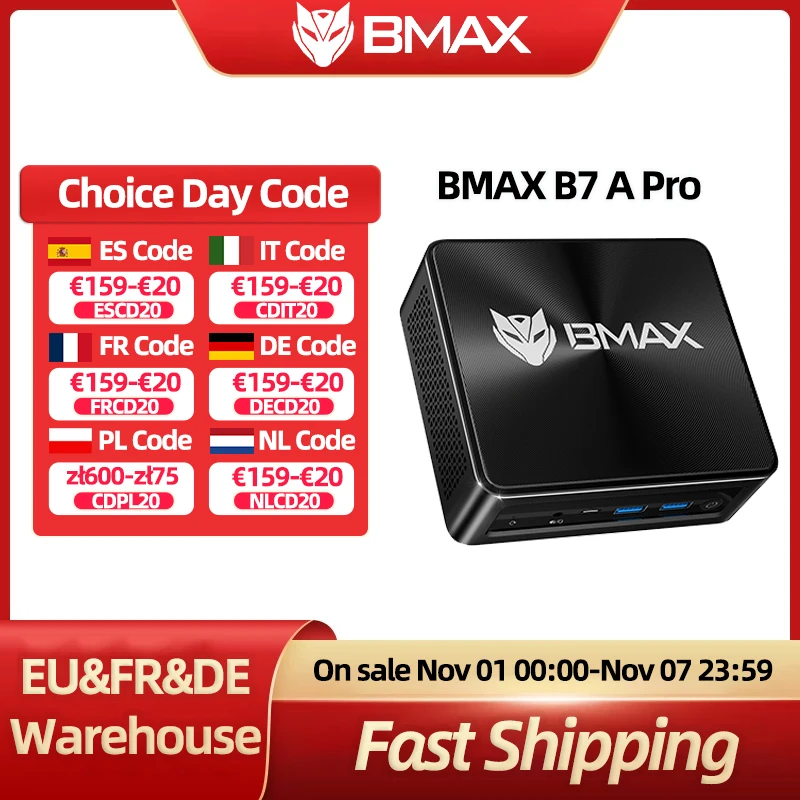 BMAX MaxMini B7 A Pro MIni PC AMD Ryzen 5 7430U AMD Radeon Graphics 16 GB DDR4 512 GB SSD Windows 11 WIFI 6