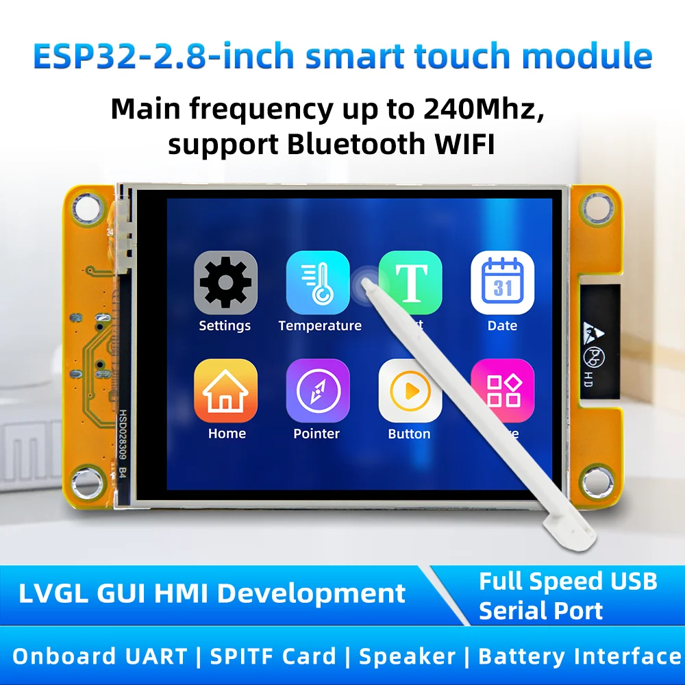 ESP 32 Arduino 레벨 Wifi 블루투스 개발 보드 2.8 "240*320 스마트 디스플레이 화면 터치 기능이있는 2.8 인치 LCD TFT 모듈