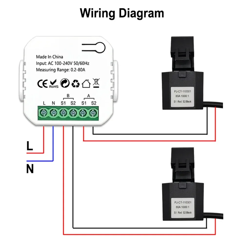 Tuya Wifi Intelligente Energie Meter Solar PV System Strom Produktion Verbrauch Bidirektionale Überwachung Meter APP Control CT
