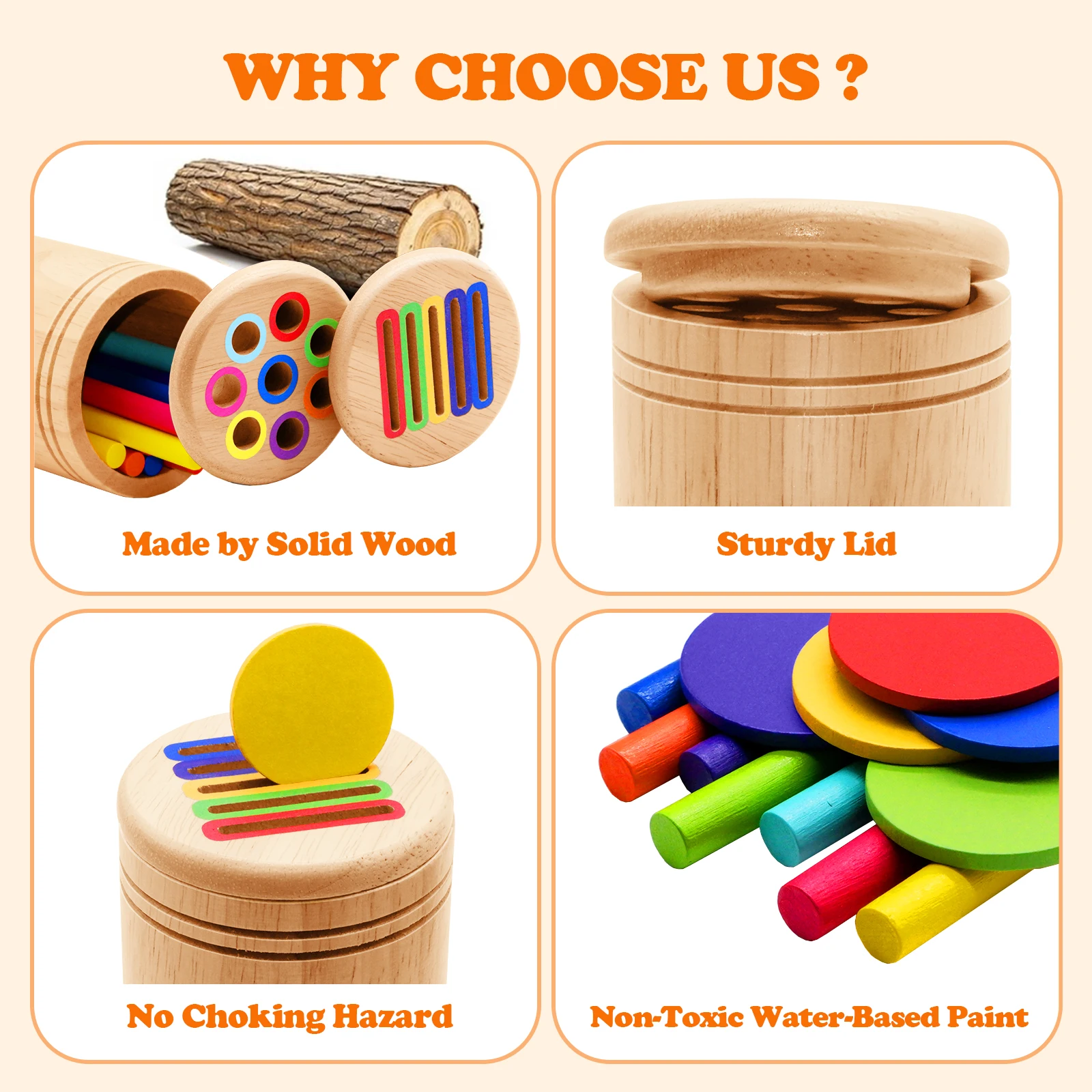 ของเล่นจับคู่ไม้ Montessori การจับคู่สี Sorting Stick BALANCE ของเล่น Fine Motor Skills การเรียนรู้คณิตศาสตร์ของเล่นเพื่อการศึกษาเด็ก